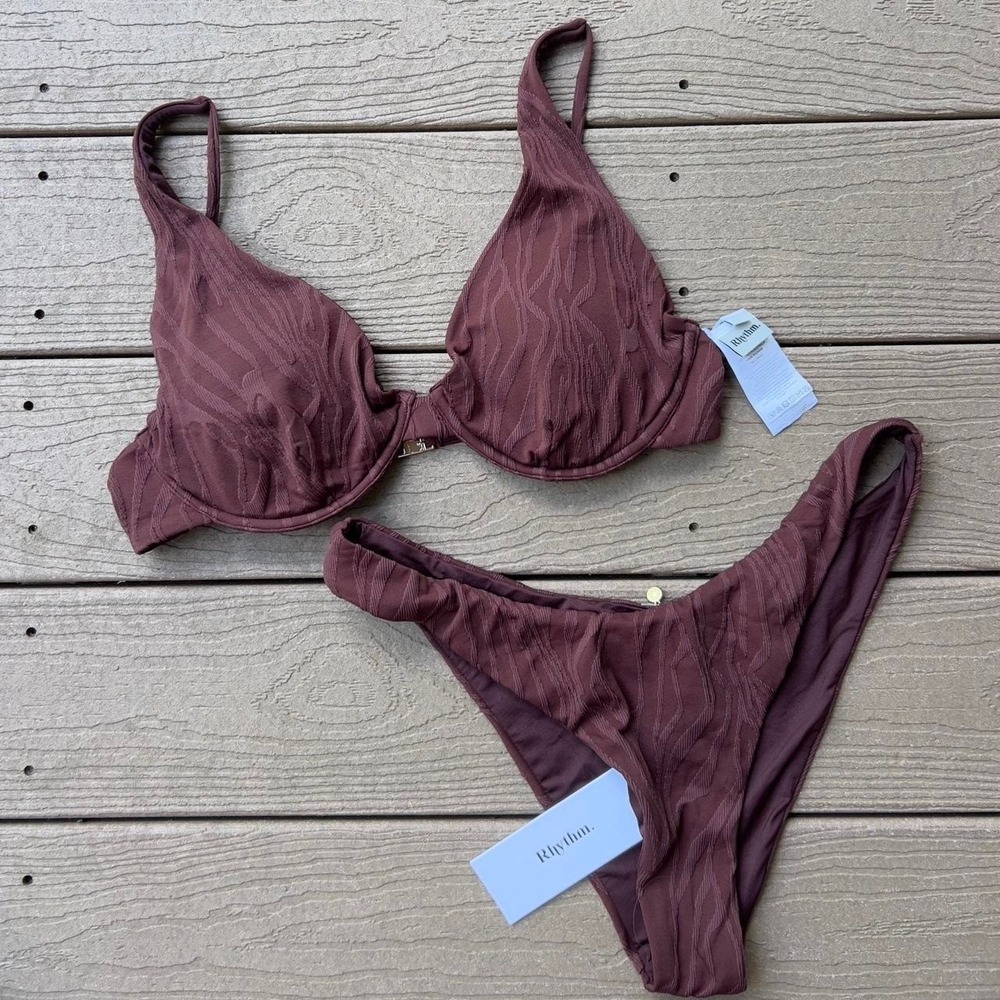 Rhythm‎ Swimwear Brown Bikini Swimsuit 2 Piece Set NWT Size XL
